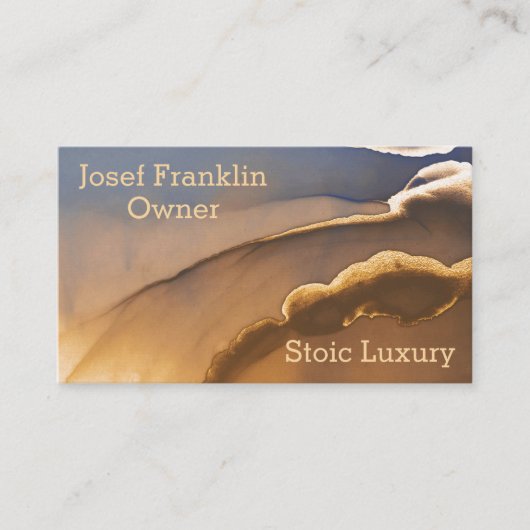 抽象芸術金ゴールド及びブルーアルコールインクの名刺 名刺 (正面)