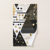 抽象芸術金ゴールド及び黒三角形バスタオル バスタオルセット (ハンドタオル)