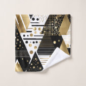 抽象芸術金ゴールド及び黒三角形バスタオル バスタオルセット (ウォッシュタオル)