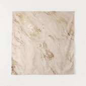 抽象芸術金ゴールド大理石とグリッター波 タペストリー (正面(横))