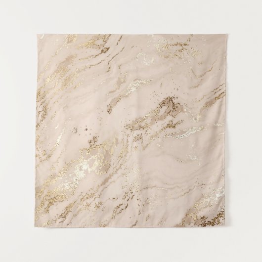 抽象芸術金ゴールド大理石とグリッター波 タペストリー (正面)