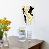 抽象芸術金ゴールド大理石とブラックドリップ 箔ポスター (レイダウン (キッチン))