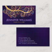 抽象芸術金ゴールド旋回木ブランチ – カラフル葉 名刺 (正面/裏面)