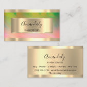 抽象芸術金ゴールド枠エレガント付きメイクアップピンク 名刺 (正面/裏面)