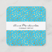 抽象芸術金ゴールド水玉模様オンベビーブルー スクエア名刺 (正面)