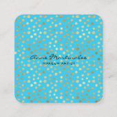 抽象芸術金ゴールド水玉模様オン青 スクエア名刺 (正面)