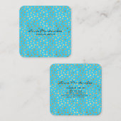 抽象芸術金ゴールド水玉模様オン青 スクエア名刺 (正面/裏面)