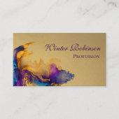 抽象芸術金ゴールド水色カラフルインク 名刺 (正面)