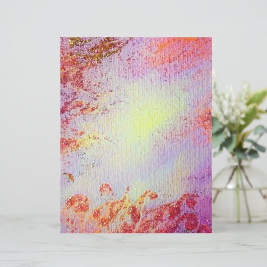 抽象芸術金ゴールド渦巻き旋回、ソフトイエローピンク紫 (スタンド正面)