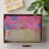 抽象芸術金ゴールド渦巻き旋回、ピンク明るい赤紫色赤ブルーフローラ 薄葉紙 (ギフト)