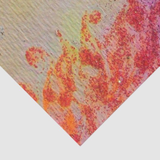 抽象芸術金ゴールド渦巻き旋回、ピンク明るい赤紫色赤ブルーフローラ 薄葉紙 (詳細)