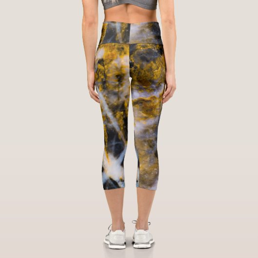 抽象芸術金ゴールド白い線ロッキー感 カプリレギンス (裏面)