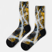 抽象芸術金ゴールド白い線ロッキー感 ソックス (左)