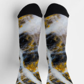 抽象芸術金ゴールド白い線ロッキー感 ソックス (上部)