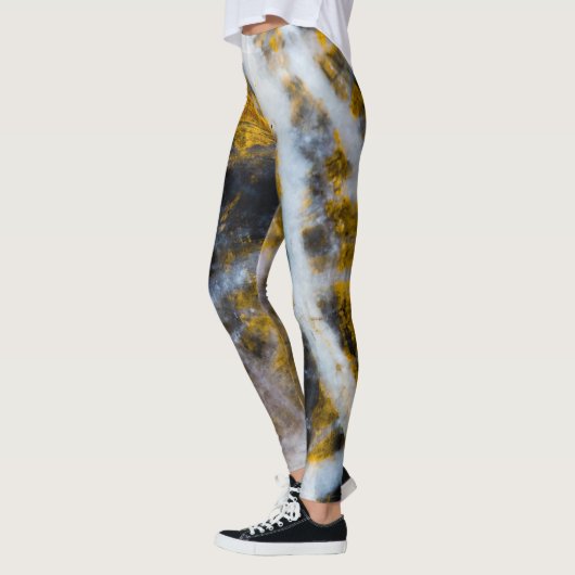 抽象芸術金ゴールド白い線ロッキー感 レギンス (左)