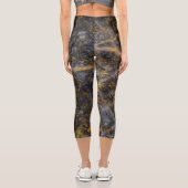 抽象芸術金ゴールド白線ロックテクスチャ カプリレギンス (裏面)