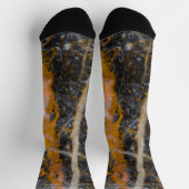 抽象芸術金ゴールド白線ロックテクスチャ ソックス (上部)