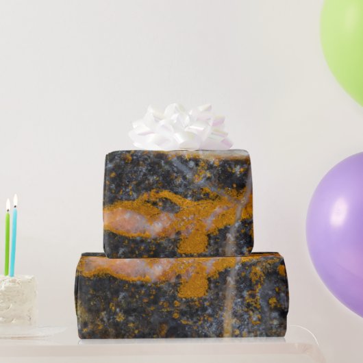 抽象芸術金ゴールド白線ロックテクスチャ ラッピングペーパー (パーティーギフト)