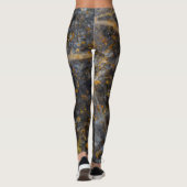 抽象芸術金ゴールド白線ロックテクスチャ レギンス (裏面)