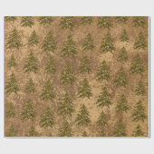 抽象芸術金ゴールド紙&スパークリー金ゴールドクリスマスツリー ラッピングペーパー (フラット)