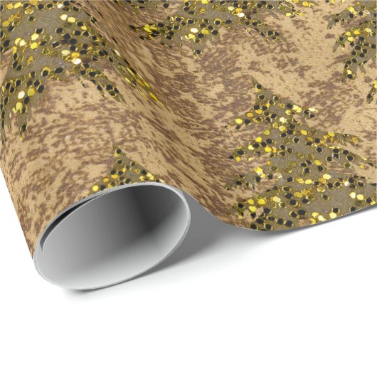 抽象芸術金ゴールド紙&スパークリー金ゴールドクリスマスツリー ラッピングペーパー (ロールコーナー)