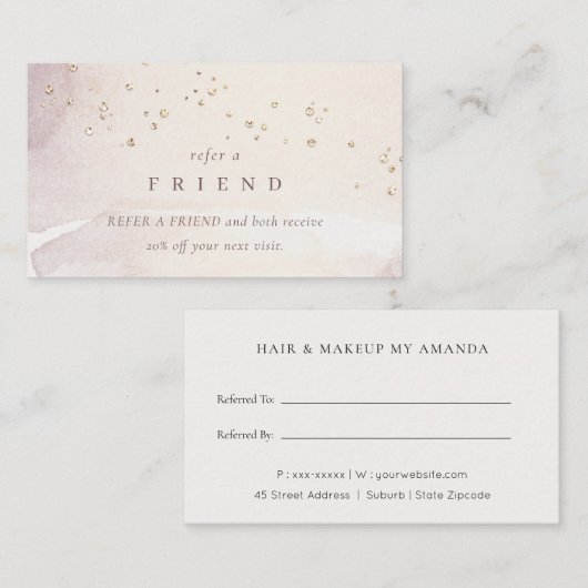 抽象芸術金ゴールド紫の水彩友達を参照 名刺 (正面/裏面)