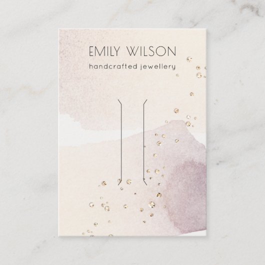 抽象芸術金ゴールド紫色の水彩ヘアクリップ表示 名刺 (正面)