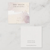 抽象芸術金ゴールド紫色の水彩色イヤリングディスプレイ スクエア名刺 (正面/裏面)