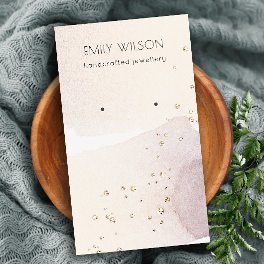 抽象芸術金ゴールド紫色の水彩色イヤリングディスプレイ 名刺