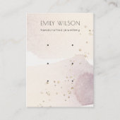 抽象芸術金ゴールド紫色の水彩3イヤリングディスプレイ 名刺 (正面)