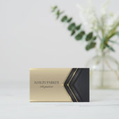 抽象芸術金ゴールド線の矢印(黒) 名刺 (スタンド正面)