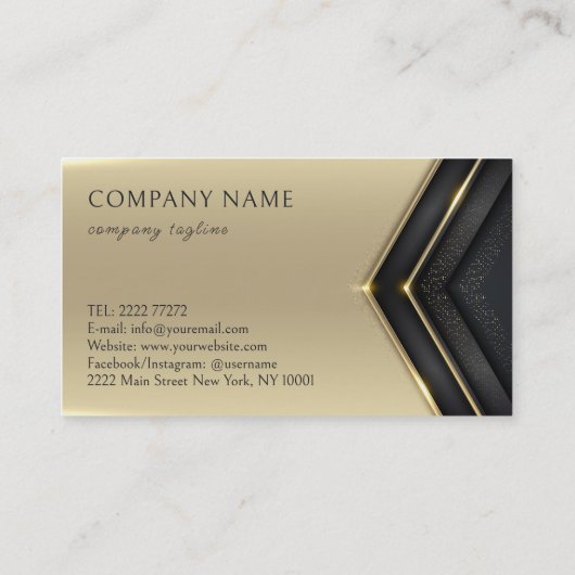 抽象芸術金ゴールド線の矢印(黒) 名刺 (裏面)