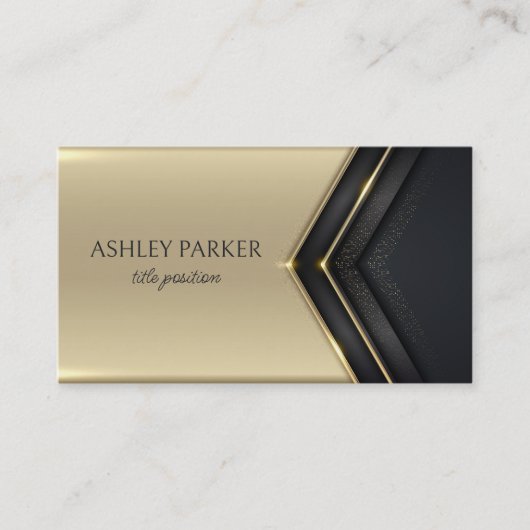 抽象芸術金ゴールド線の矢印（黒） 名刺 (正面)