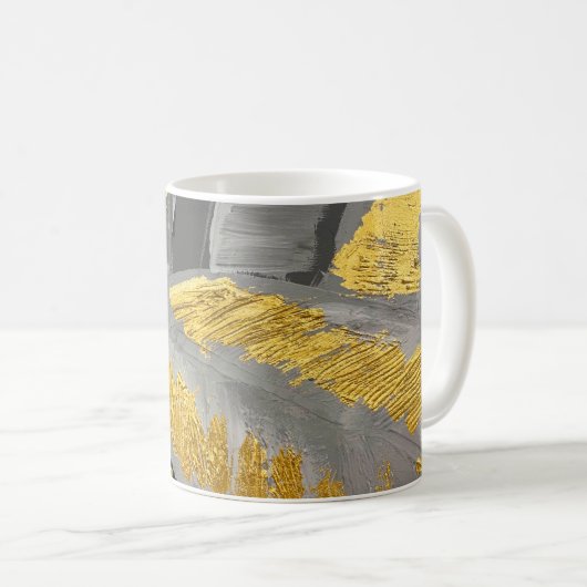 抽象芸術金ゴールド背景高級リッチヴィンテージグループ コーヒーマグカップ (正面右)