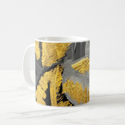 抽象芸術金ゴールド背景高級リッチヴィンテージグループ コーヒーマグカップ (正面左)