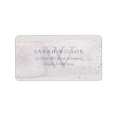 抽象芸術金ゴールド薄紫ブラシストークモノグラムアドレス ラベル (正面)