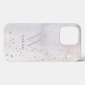 抽象芸術金ゴールド薄紫ブラシストークモノグラムグリッター Case-Mate iPhoneケース (裏面 (横))
