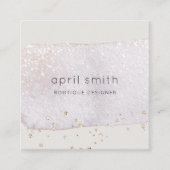 抽象芸術金ゴールド薄紫ブラシストーク水彩グリッター スクエア名刺 (正面)