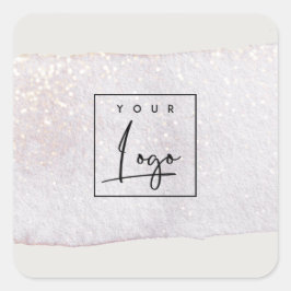 抽象芸術金ゴールド薄紫ブラシストーク水彩ロゴ スクエアシール