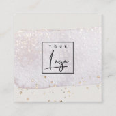 抽象芸術金ゴールド薄紫ブラシストーク水彩ロゴ スクエア名刺 (正面)