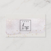 抽象芸術金ゴールド薄紫ブラシストーク水彩ロゴ 名刺 (正面)