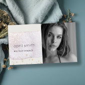 抽象芸術金ゴールド薄紫ブラシストーク水彩写真 名刺