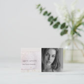 抽象芸術金ゴールド薄紫ブラシストーク水彩写真 名刺 (スタンド正面)