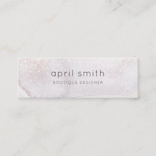 抽象芸術金ゴールド薄紫ブラシストーク水彩 スキニー名刺 (正面)