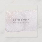 抽象芸術金ゴールド薄紫ブラシストーク水色シャイニー スクエア名刺 (正面)