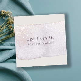 抽象芸術金ゴールド薄紫ブラシストーク水色シャイニー スクエア名刺