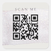 抽象芸術金ゴールド薄紫ブラシストーク水色QRコード スクエアシール (正面)