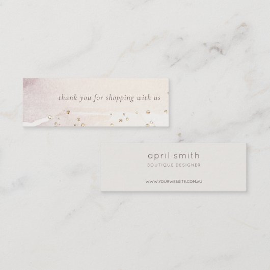 抽象芸術金ゴールド薄紫水の色ありがとう注文 スキニー名刺 (正面/裏面)