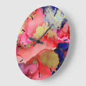 抽象芸術金ゴールド赤青アクリル壁時計 ラージ壁時計 (傾斜)