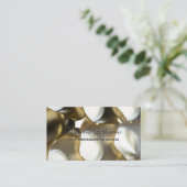 抽象芸術金ゴールド銀金属合金構造ブシン 名刺 (スタンド正面)